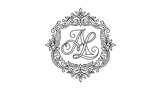 A beautifully designed vector monogram features intricate floral patterns and elegant calligraphy on a crisp white background.