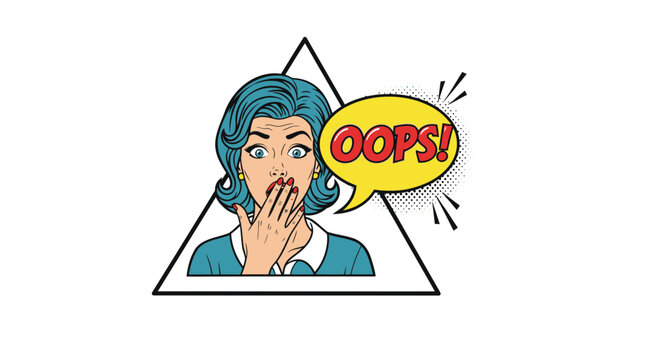 Retro Woman Shocked Expression, Oops Speech Bubble, Comic Style