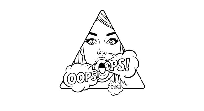 Pop Art Woman Surprise Oops Face Comic Style Speech Bubble