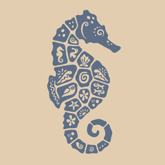 Decorative Seahorse Oceanic Art Design. © semurraja