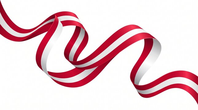 Austria and Latvia Flag Ribbon Flowing on White Background
