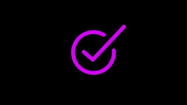 Minimalist purple neon loading icon with a circular progress indicator and a small dash on a black background representing digital technology and modern user interface design elements for web apps