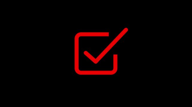 Minimalist red square frame icon with a diagonal line inside on a black background for modern graphic design and digital interface elements