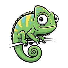 Fototapeta premium Cartoon green alien character holding a sign.