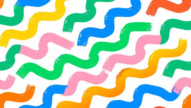 Colorful wavy pattern with brushstroke texture on a white background
