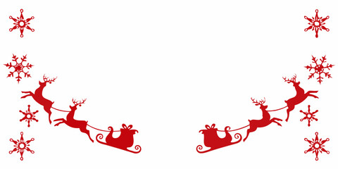 Red reindeer silhouette with snowflakes on a white background © Beauti