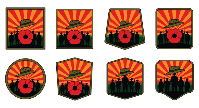 Remembrance Day Emblem. Military Patches. Commemorative Graphic. Vector Illustration. Stock Art.