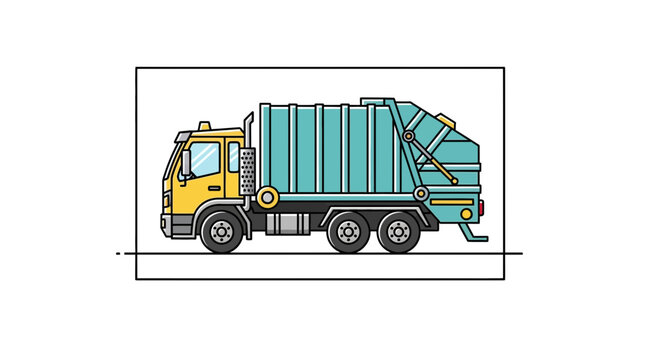 Modern Garbage Truck with Hydraulic Compactor, Sanitation Vehicle