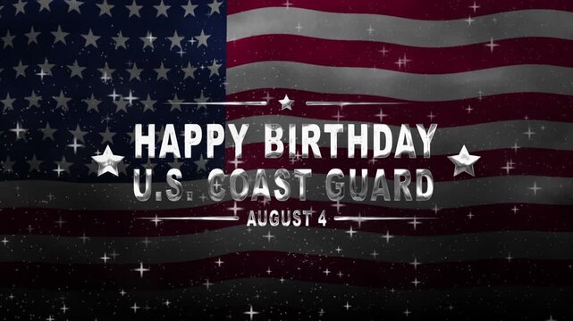 Waving american flag graphic ideal for celebrating birthdays, united states coast guard events, and fourth of july festivities. Suitable for patriotic designs.