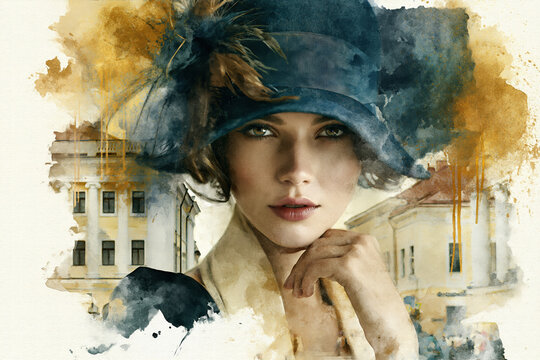 Elegant Roaring Twenties Lady Portrait Art &ndash; AI Generative