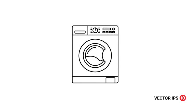 Washing Machine Icon Vector Illustration - Modern Appliance for Laundry and Home