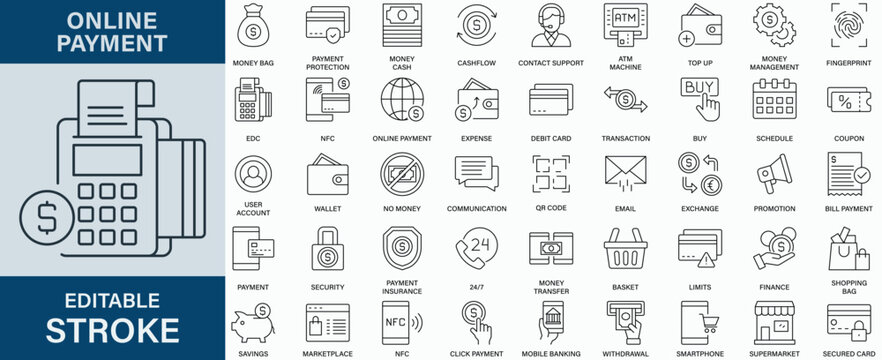 Web Content icon collection set. Editable stroke.