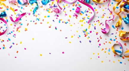 Obraz premium Colorful Event Celebration Banner with Streamers and Copy Space. 