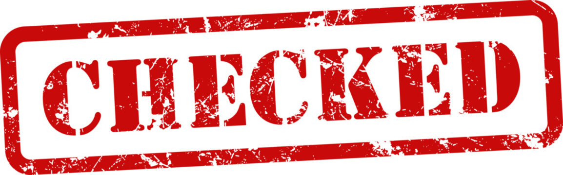 Red rubber stamp with checked text quality control and approval concept