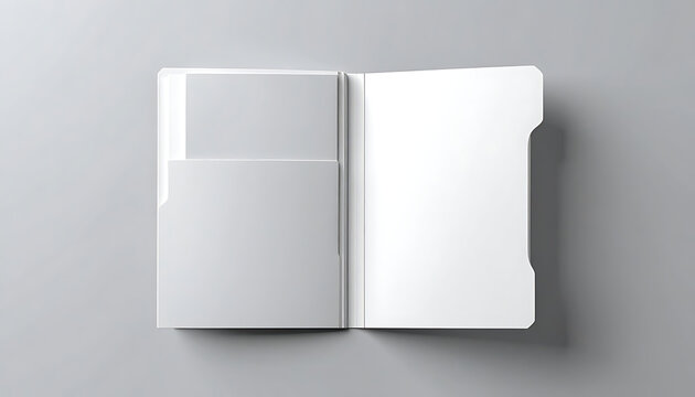 Isolated open blank pocket folder for business stationery branding, marketing mockups