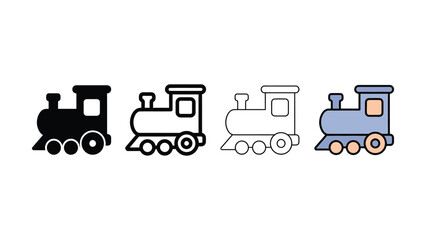 Four Different Simple Style Train Engine Vector Illustrations With Transparent Background © Akash