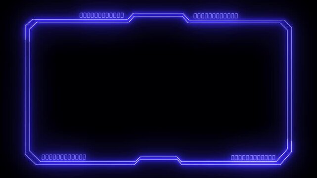 Futuristic hud frame animation for digital technology displays. Sci fi cyber border forming advanced data screen layout. Modern interface frame element for innovation science and virtual system