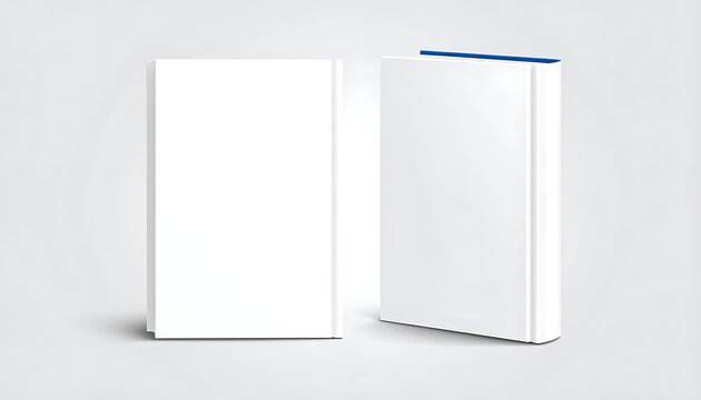 Isolated two blank hardcover books front and side view, perfect for branding mockup, publishing template, literature presentation
