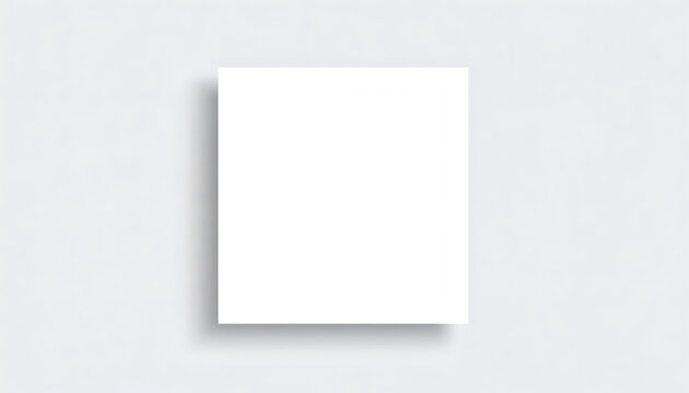 Isolated square paper card with soft drop shadow, blank layout template, placeholder