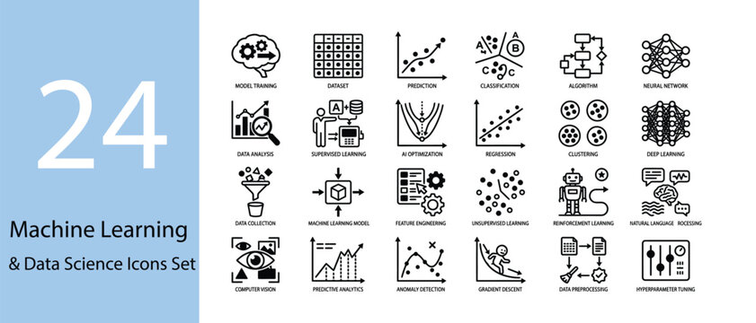AI, Machine Learning & Data Science Icons Set