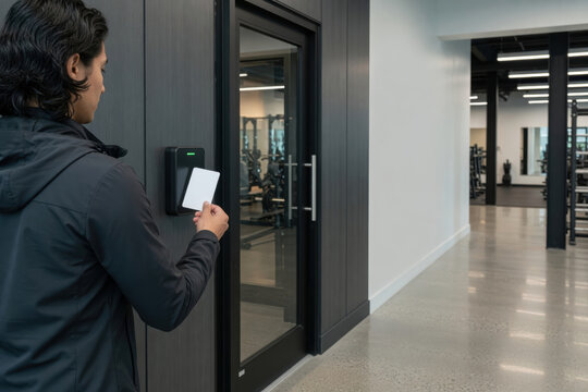 Man security card access control office door key card security system modern building hallway workplace technology identification card door reader secure entry card reader indoor business