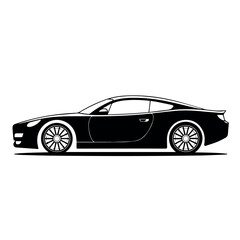 Naklejka premium A sleek and modern vector illustration of a luxury sports car depicted in a flat design with clean lines and a minimalist silhouette on a transparent background