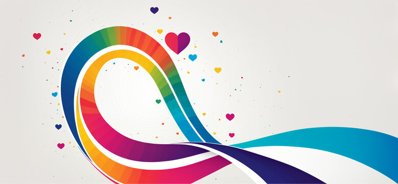 abstract colorful swirls and curved shapes in rainbow tones radiating outward on light background with smooth gradients
