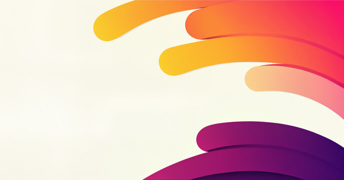 vibrant flowing curves in yellow orange pink purple gradients with layered shapes on light background abstract composition