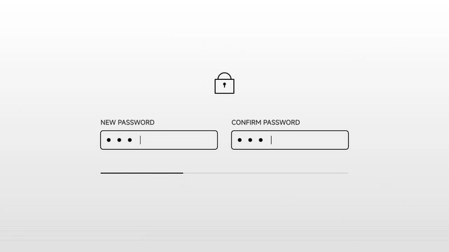 A person enters a new password and confirms it on a secure login page.