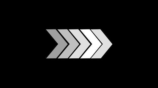 Arrow indicator animation for direction and navigation graphics. Chevron arrow motion symbol for progress flow and transition visuals. Minimal arrow sign animation for interface and infographic