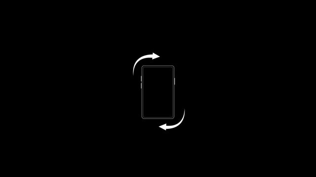 Phone rotation icon animation with device orientation symbol. Mobile screen rotation icon for portrait and landscape view. Smartphone rotate indicator for interface and display orientation.