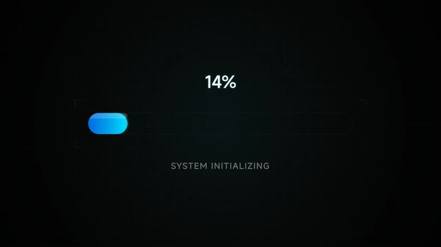 A system is initializing with a blue loading bar on a black screen