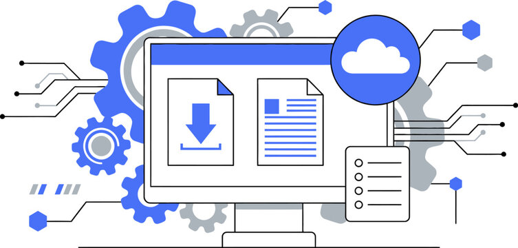 Digital cloud computing and data management system for web banner social media banner business presentation marketing meterial.