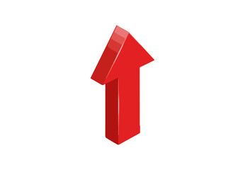 Fototapeta premium Red 3D Upward Arrow Bold Glossy Transparent PNG