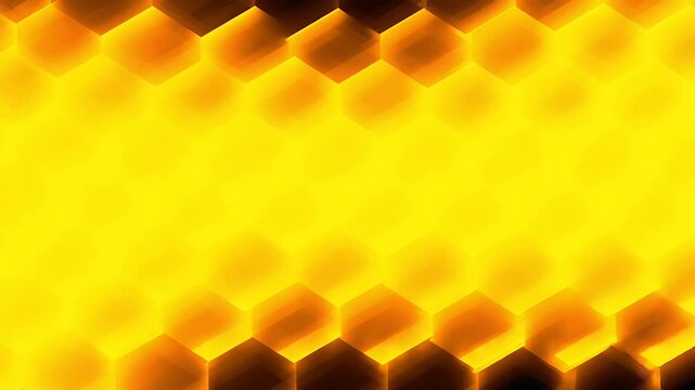 Abstract golden yellow background featuring a repeating geometric honeycomb pattern with soft glowing light effects.