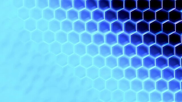 Abstract background featuring a blue glowing honeycomb pattern with depth of field.