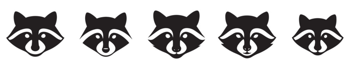 Set of raccoon head vectors in silhouette style © sarah16blakeyxh2