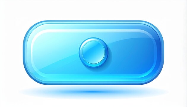 Single Modern 3D Glossy Blue Toggle Switch Button for App Interface
