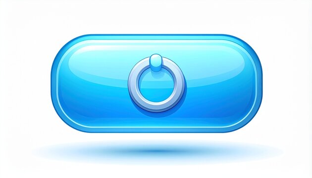 Modern Blue Toggle Switch Icon Isolated on White Background 3D User Interface Illustration