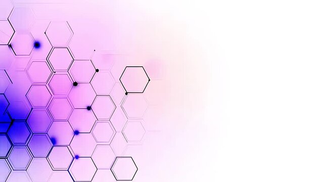 Abstract background with purple and blue gradient hexagonal pattern and connected dots.