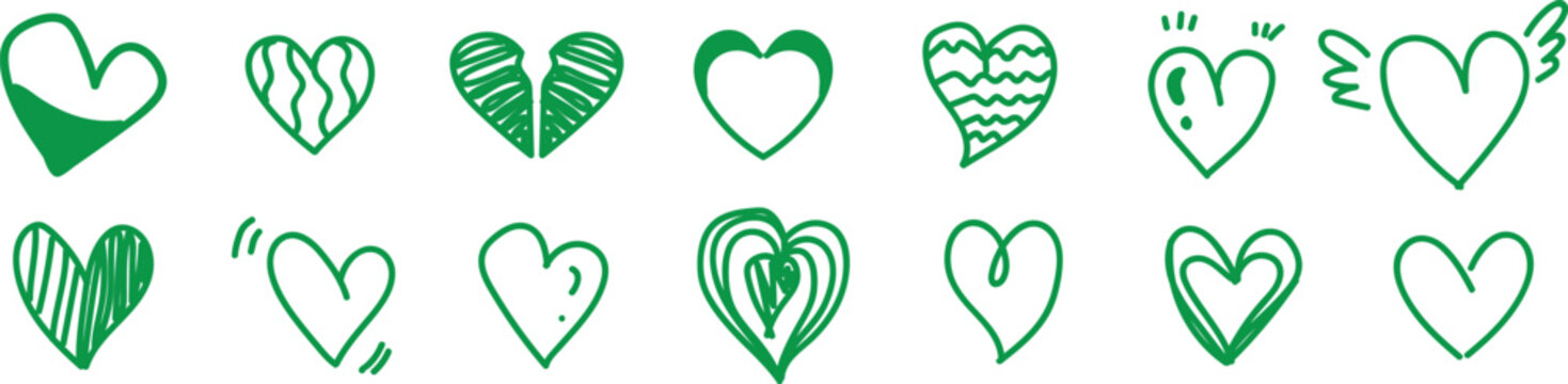 Creative hand-drawn heart icons collection
