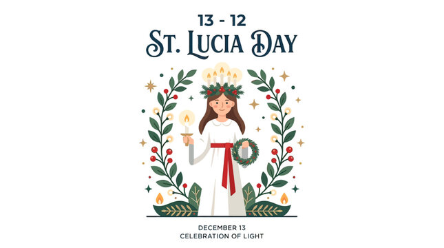 St Lucia Day Female Saint Illustration.