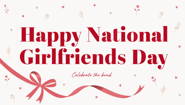 National girlfriends day celebration banner with bow