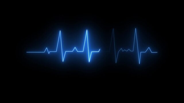 Medical Heartbeat ECG Monitor Line Pulse Tracing Neon Glow Dark Background