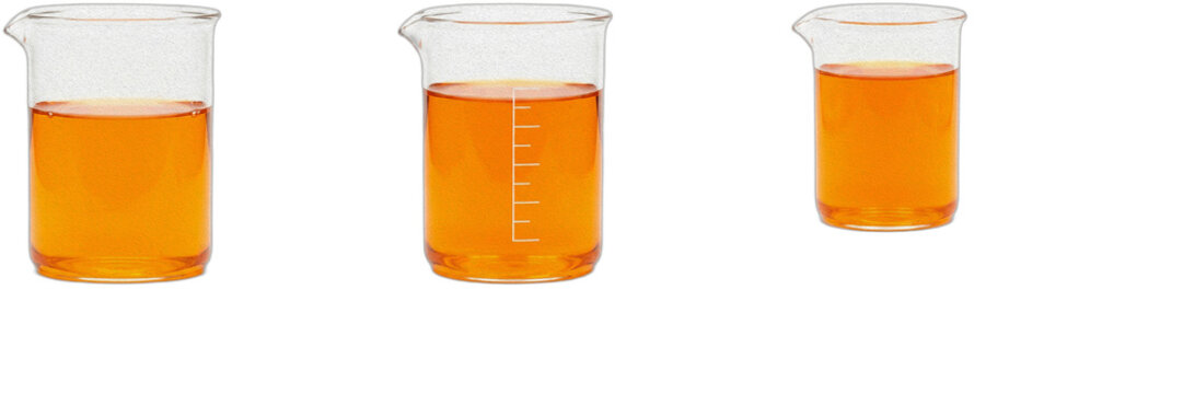 Glass Beaker PNG Set - Chemistry Lab Glassware filled with Orange Liquid Isolated on Transparent Background for Science Education Graphic Design, Medical Chemical Research Web Elements, Laboratory Cli