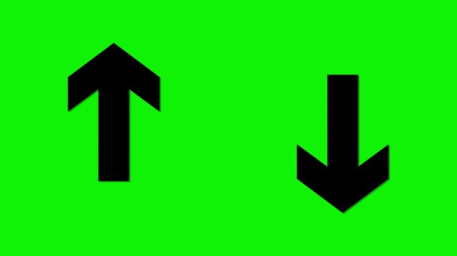 Arrow up and down icons. Low or high icon. Price, sale, rate or profit going up or down symbol with arrow sing.