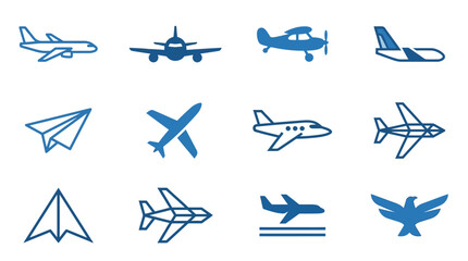 Airplane icons on white background. © Saputra