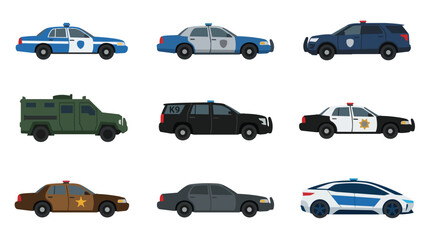 Collection of various police cars and law enforcement vehicles © rama coloring studio