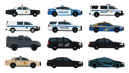 Set of diverse police cars and emergency response vehicles © rama coloring studio