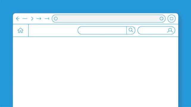 Web Browser Window Interface with Navigation and Search Bars vector illustration
